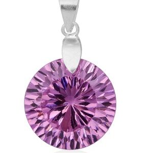 Lab-created Pink Diamond Pendant in Sterling Silver (free SS chain)